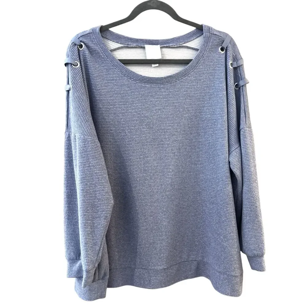 Sunday | Tops | Sunday Women Plus 3x Top Blue Metallic Silver Threading ... - Metallic Accent Vase